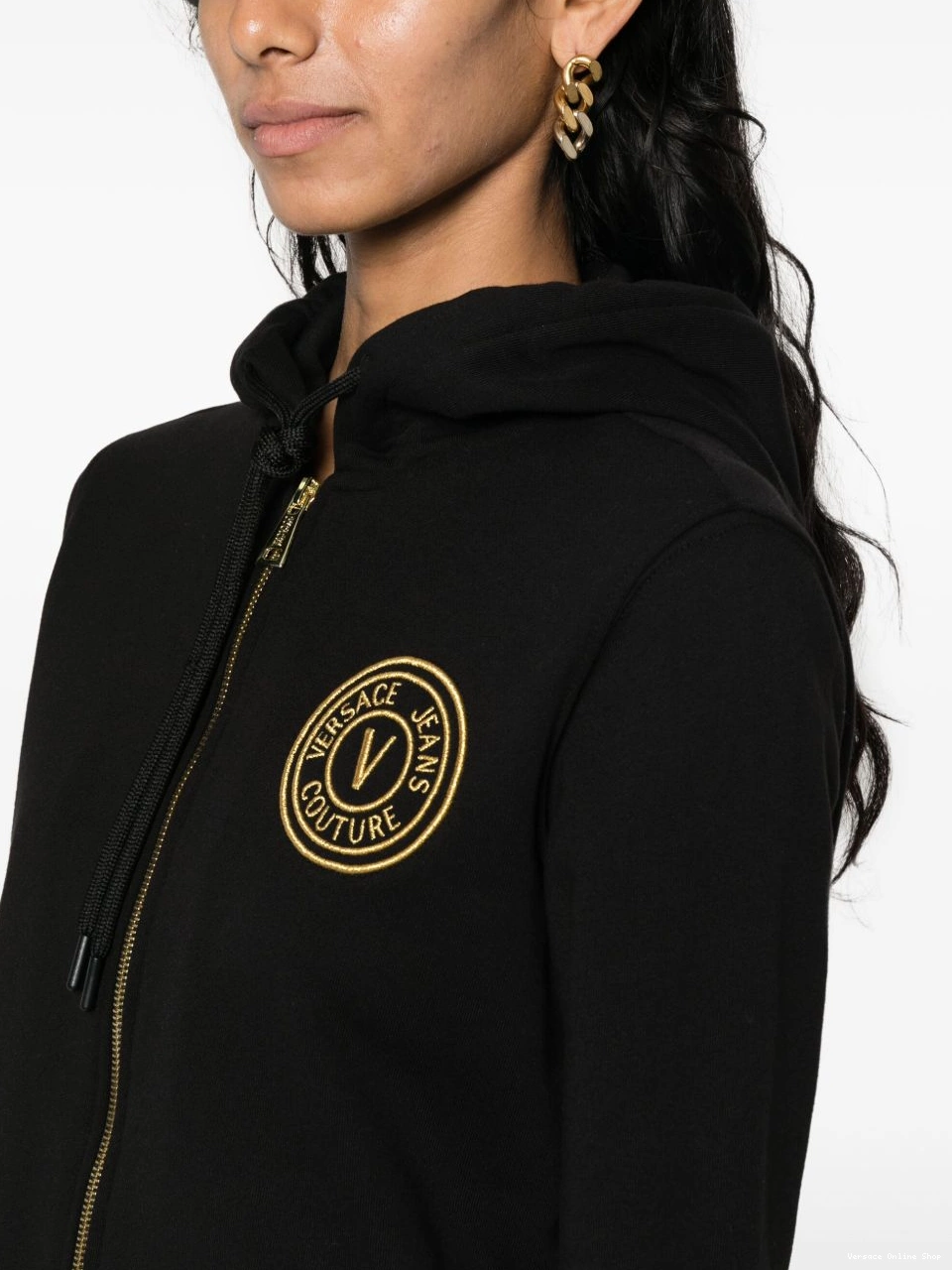 Affordable zip-up logo-embroidered Women Jeans cotton hoodie Couture Versace 0522